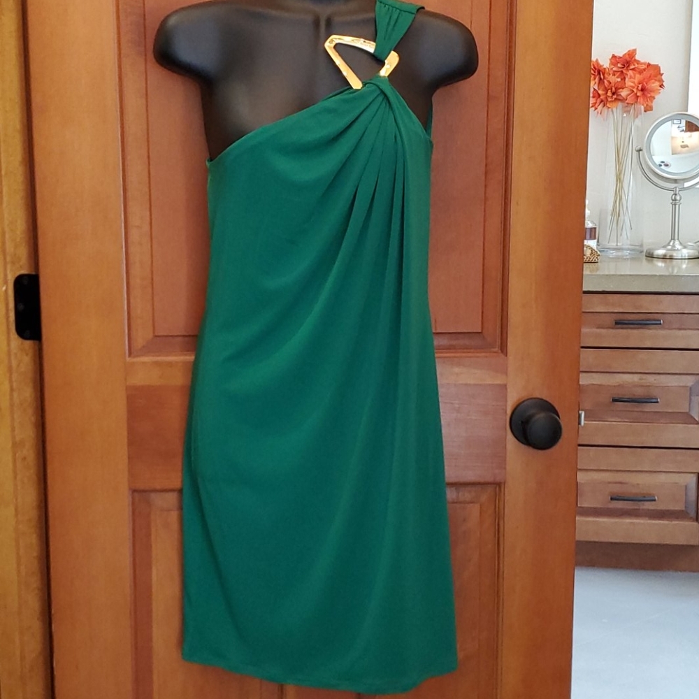 Michael Kors Green One Shoulder Dress